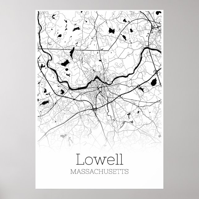 Mapa de Lowell - Massachusetts - Poster do Mapa da (Frente)