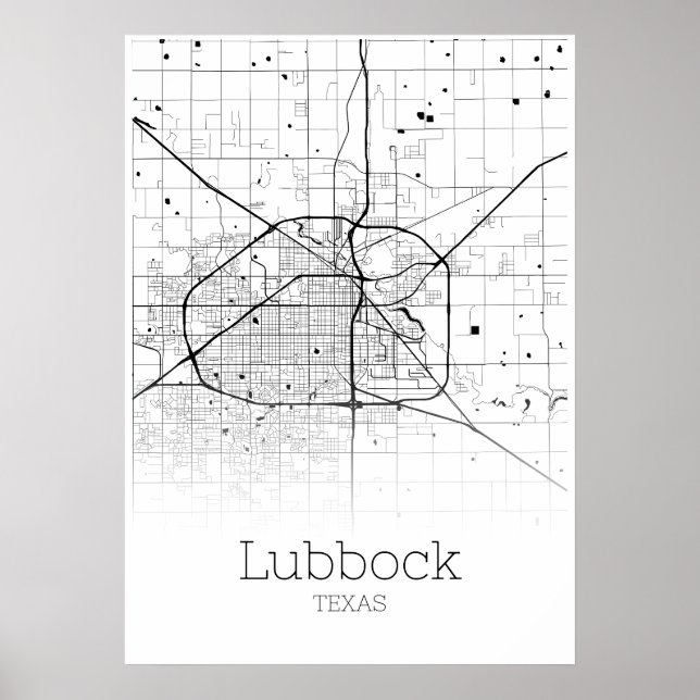 Mapa de Lubbock - Texas - Poster do mapa da cidade (Frente)