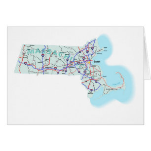Mapa de Massachusetts em Cartão em Branco