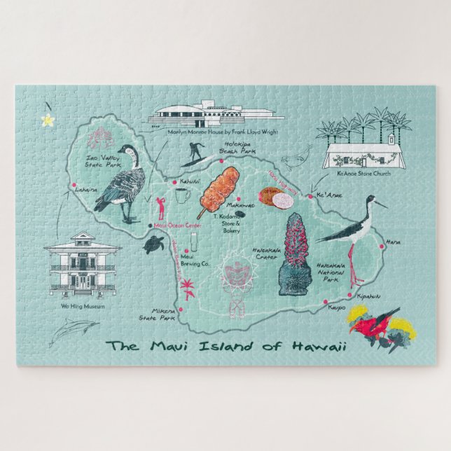 Mapa de Maui, Quebra-cabeça Hawaii Jigsera (Horizontal)