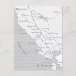 Mapa de Mendocino a San Francisco em Cartão Postal