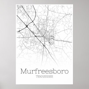 Mapa de Murfreesboro - Tennessee - Poster do mapa 