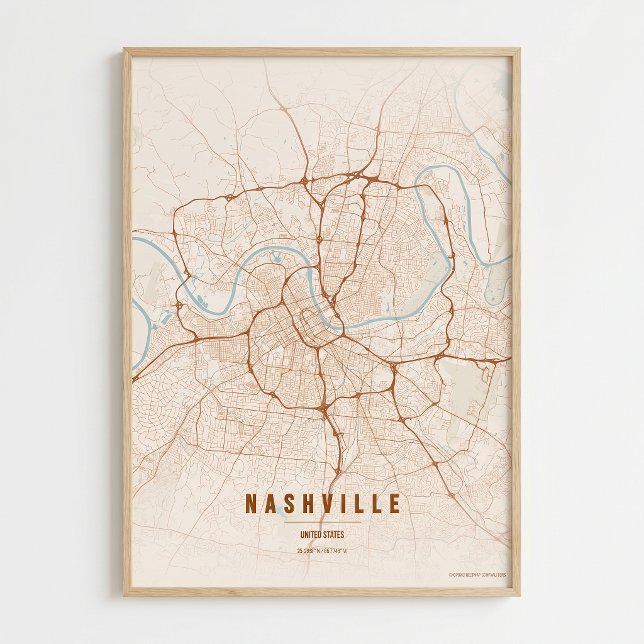 Mapa de Nashville Impressão Mapa da Cidade do Tenn (Criador carregado)