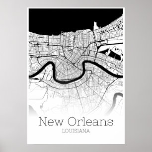 Mapa de Nova Orleães - Louisiana - poster do mapa