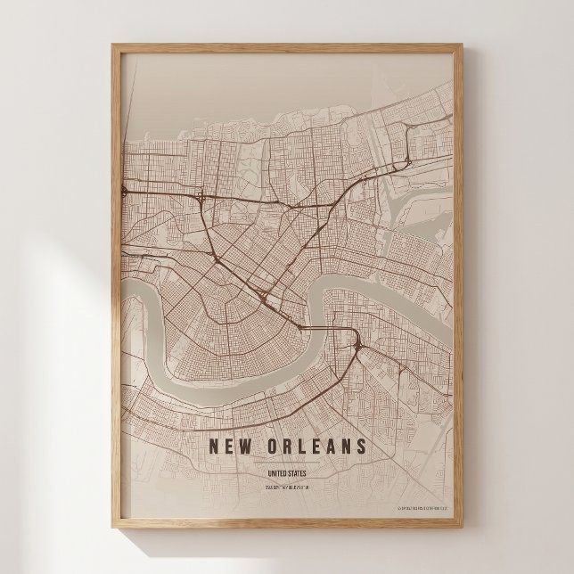 Mapa de Nova Orleans Impressão Arte de Parede Cart (Criador carregado)