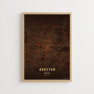 Mapa de Onda de Calor de Houston Impressão Texas C