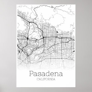 Mapa de Pasadena - Califórnia - poster do mapa da