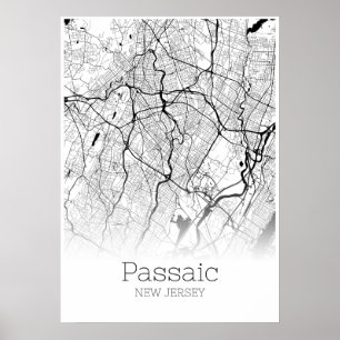 Mapa de Passaic - Nova Jersey - Poster do mapa da