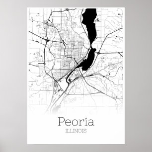 Mapa de Peoria - Illinois - Poster do mapa da cida
