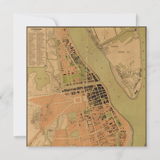 Mapa de Phnom Penh, Camboja (cerca de 1920) (Frente)