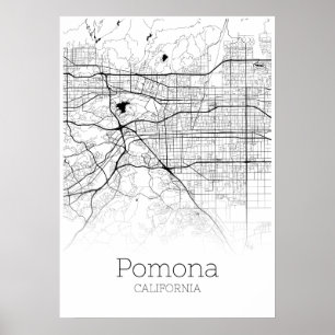 Mapa de Pomona - Califórnia - poster do mapa da
