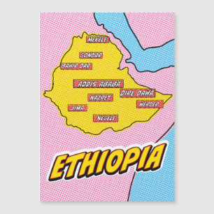 Mapa de pop Art Ilustrado da Etiópia