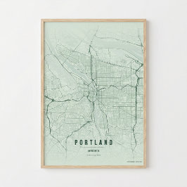 Mapa de Portland Impressão Oregon Cidade Wallart C