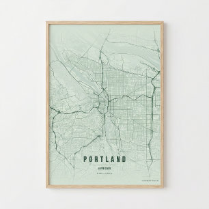 Mapa de Portland Impressão Oregon Cidade Wallart C
