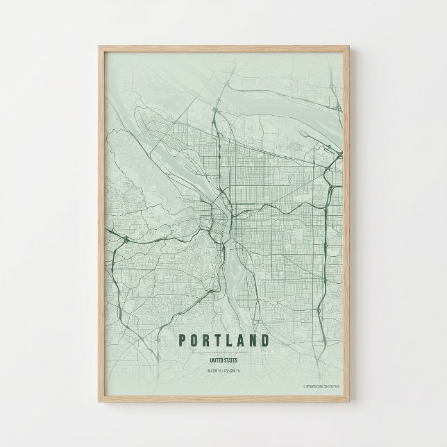 Mapa de Portland Impressão Oregon Cidade Wallart C (Criador carregado)
