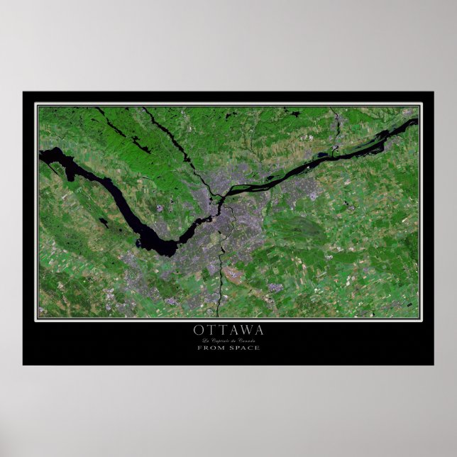 Mapa de Poster de Satélite Ottawa Ontario (Frente)