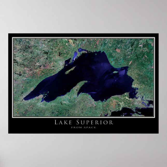 Mapa de Poster de Satélite Superior do Lago (Frente)