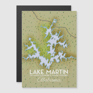 Mapa de pôster de viagem do Lago Martin Alabama.