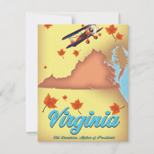 mapa de pôster de viagem retrô do estado da Virgín