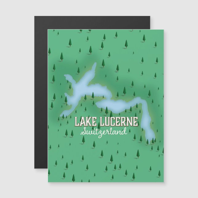 Mapa de poster de viagens da Suiça do Lago Lucerne (Frente/Verso)