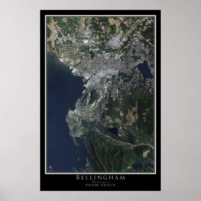 Mapa de Poster por Satélite de Bellingham Washingt (Frente)