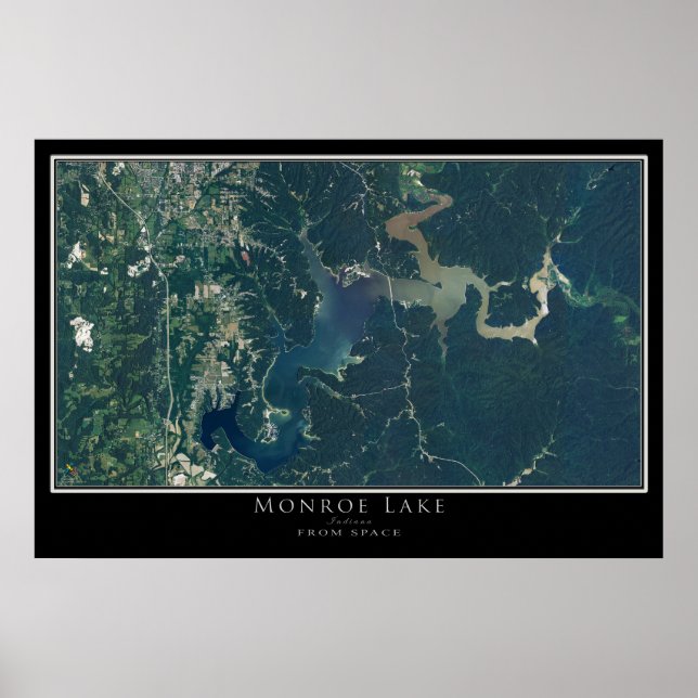 Mapa de Poster por Satélite de Monroe Lake Indiana (Frente)