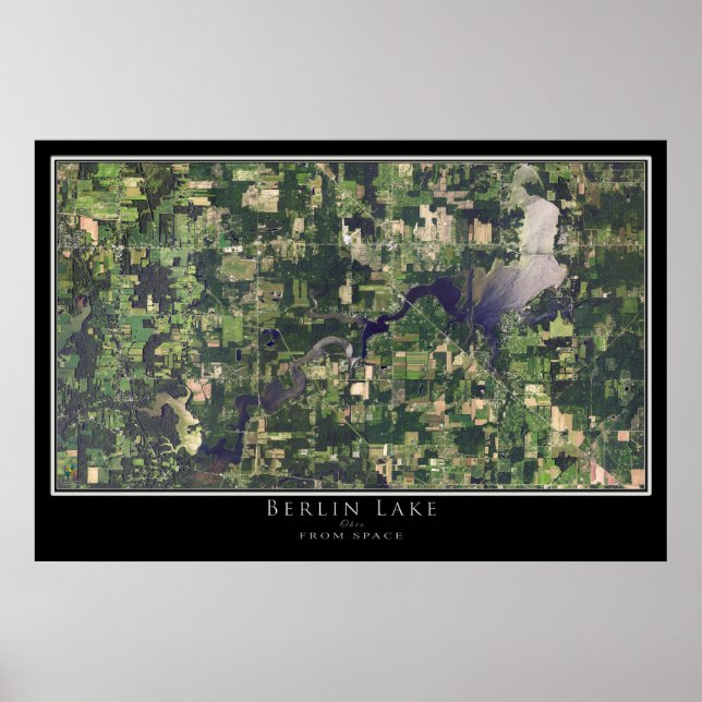 Mapa de Poster por Satélite de Ohio em Berlim Lake (Frente)