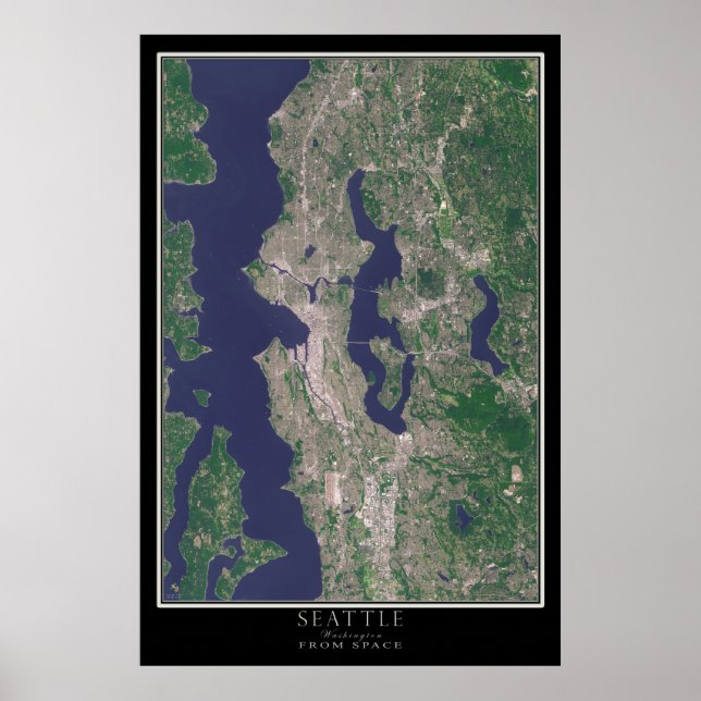 Mapa de Poster por Satélite de Washington Seattle (Frente)