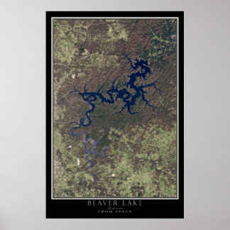 Mapa de Poster por Satélite do Lago Beaver Arkansa