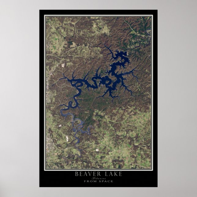 Mapa de Poster por Satélite do Lago Beaver Arkansa (Frente)