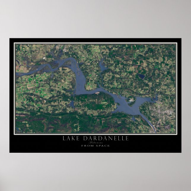 Mapa de Poster por Satélite do Lago Dardanelle Ark (Frente)