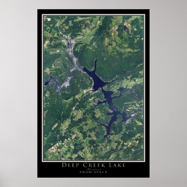 Mapa de Poster por Satélite do Lago Deep Maryland (Frente)