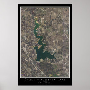 Mapa de Poster por Satélite do Lago Eagle, Texas