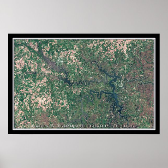 Mapa de Poster por Satélite do Lago Harry Truman M (Frente)
