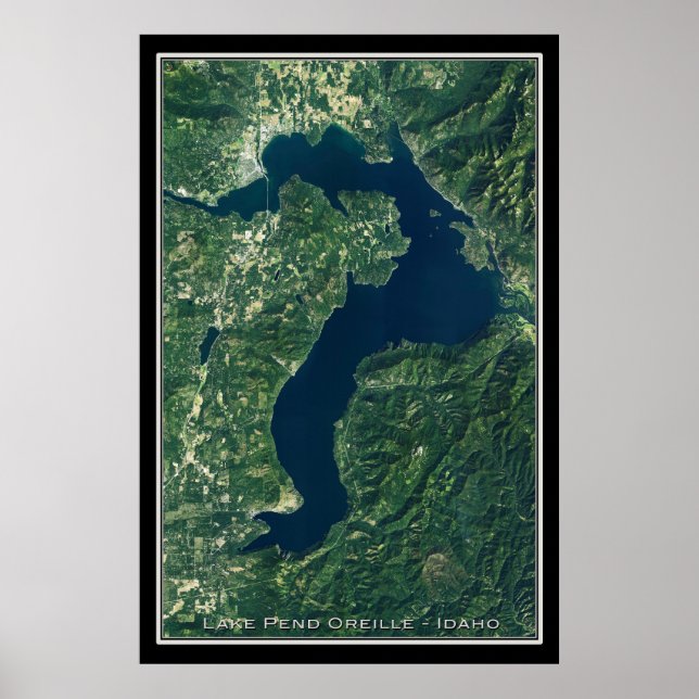 Mapa de Poster por Satélite do Lago Pend Oreille I (Frente)