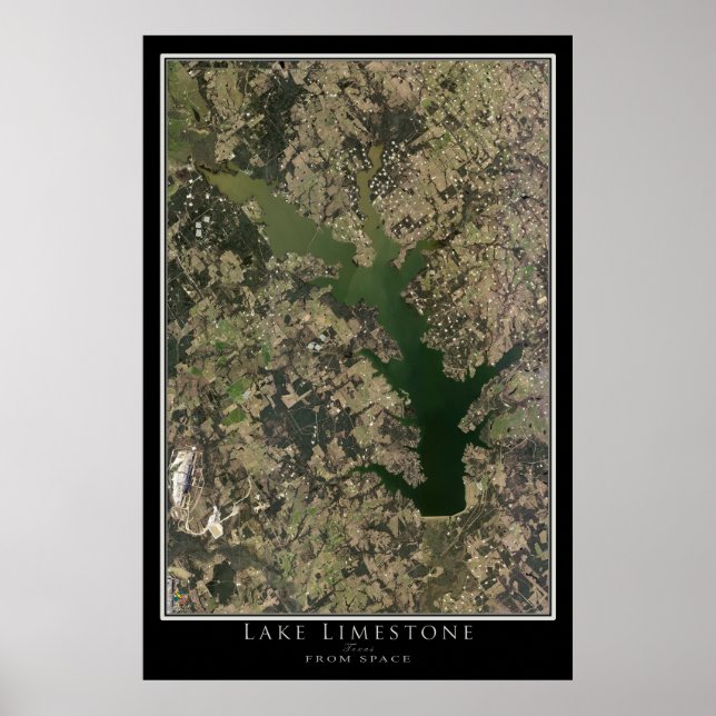 Mapa de Poster por Satélite do Texas Lake Limeston (Frente)