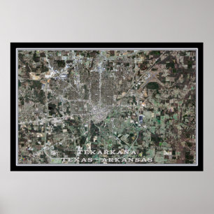 Mapa de Poster por Satélite do Texas Texarkana