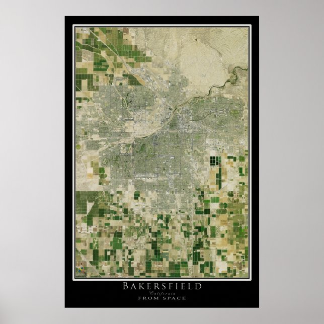 Mapa de Poster por Satélite para Bakersfield Calif (Frente)