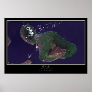 Mapa de Poster por Satélite para o Havaí da Ilha M