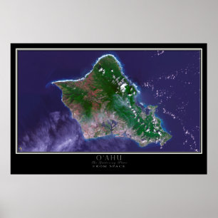 Mapa de Poster por Satélite para o Havaí em Oahu I
