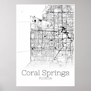 Mapa de Primaveras de Coral - Flórida - Poster de 