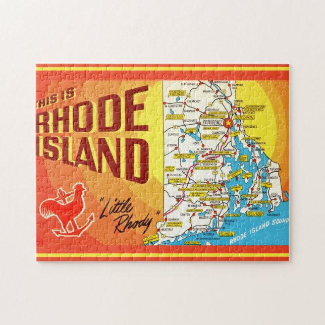 Mapa de Rhode Island 11 x 14 Quebra-cabeça (Horizontal)