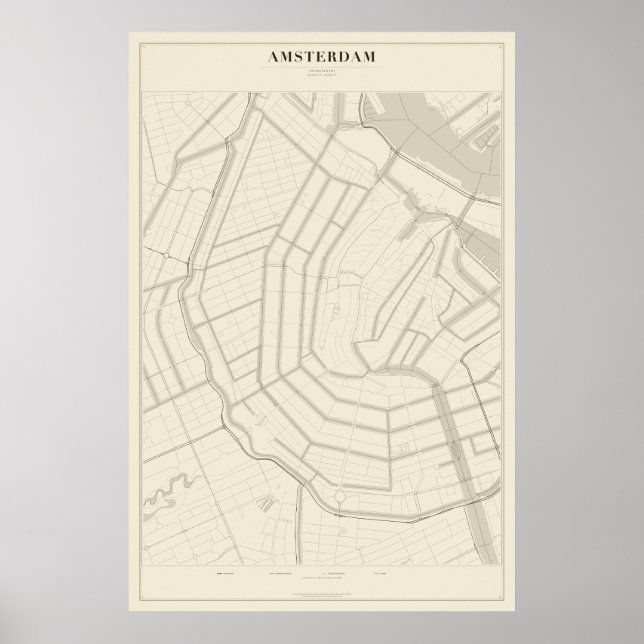 Mapa de Rua de Amsterdã Poster (Frente)