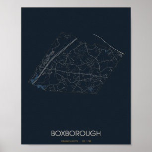 Mapa de Rua de Boxborough Massachusetts Poster (No