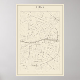 Mapa de Rua de Dublin Poster