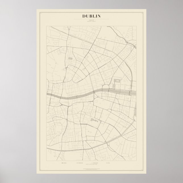 Mapa de Rua de Dublin Poster (Frente)
