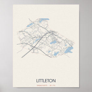 Mapa de Rua de Littleton Massachusetts Poster