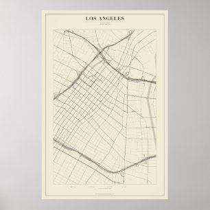 Mapa de Rua de Los Angeles Poster