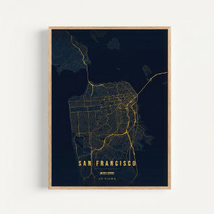 Mapa de San Francisco Golden em impressão para pre