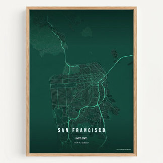 Mapa de São Francisco Impresso em Poster de Parede